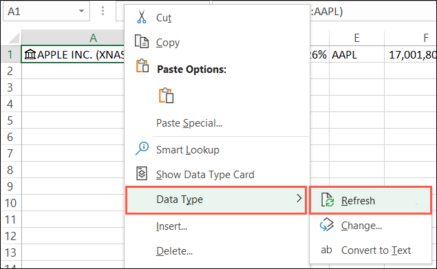 Click Data Type then Refresh